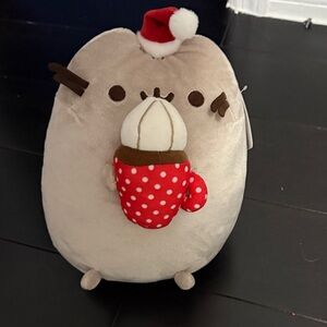 Pusheen with Santa Hat and Red Polka Dot Mug